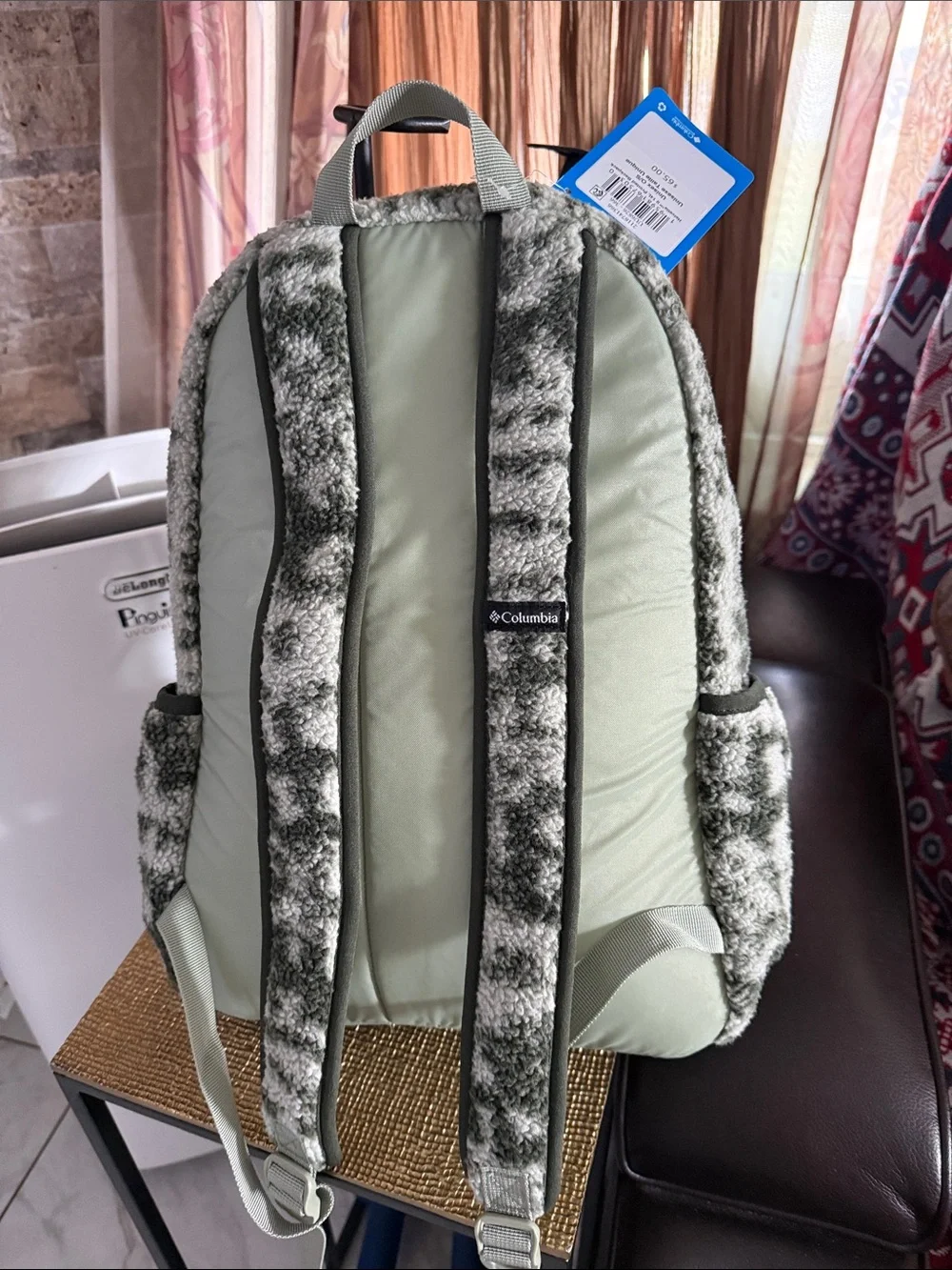Columbia Women's Textured Sherpa Backpack in Sage Green and Ivory